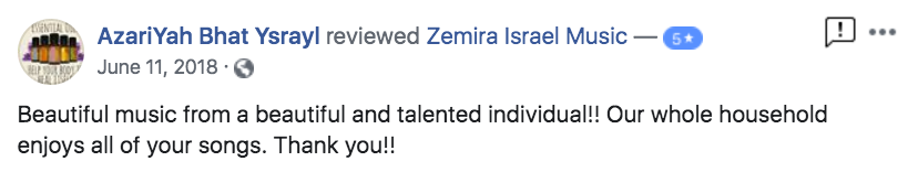 Zemira Israel Fam Testimonial web page