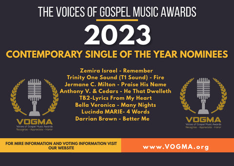 Zemira Israel is nominated for the Voices of Gospel Music Awards
