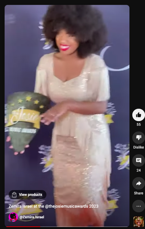 Zemira Israel on the Josie Music Awards red carpet