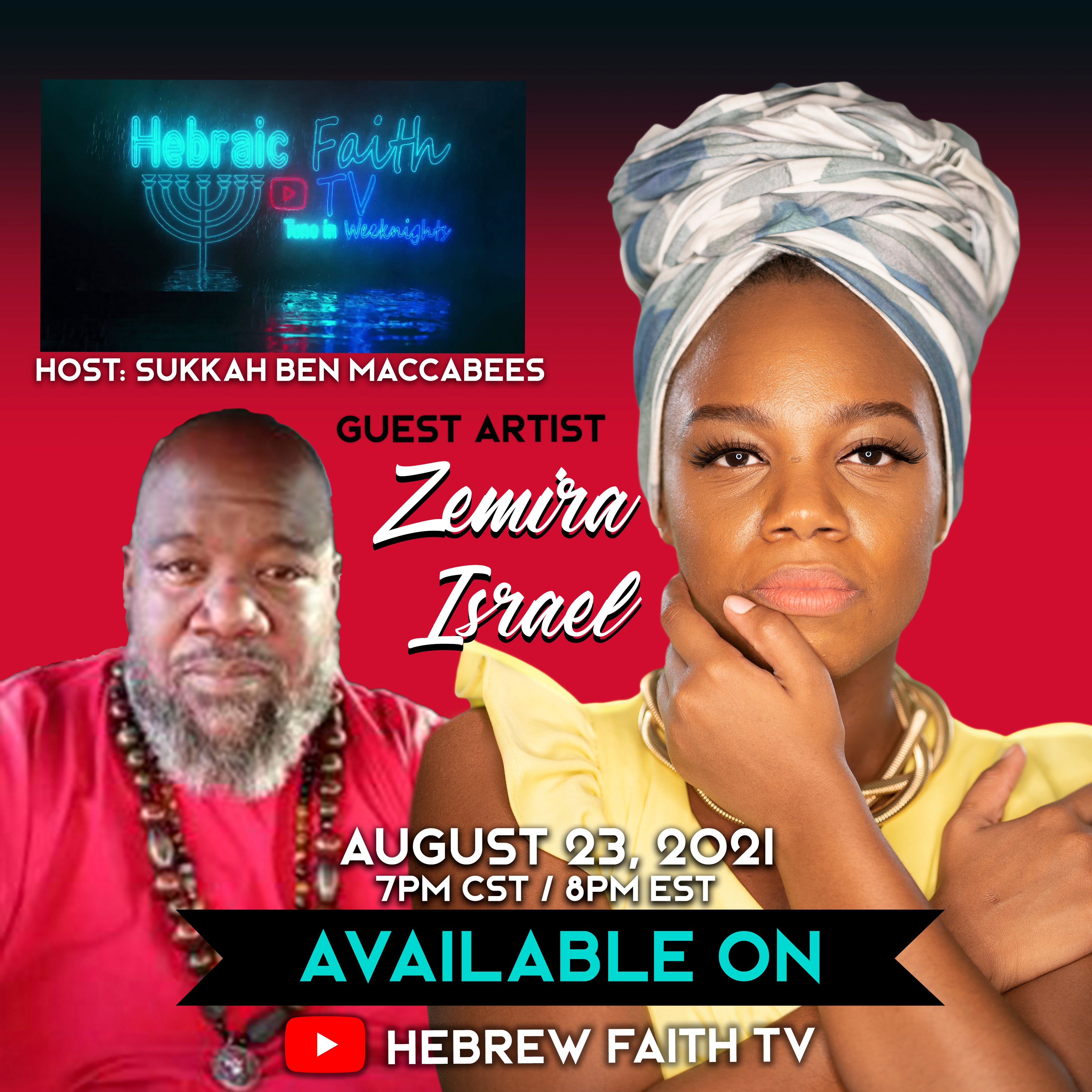 ZEMIRA ISRAEL INTERVIEW WITH HEBREW FAITH TV WITH SUKKAH BEN MACCABEES 