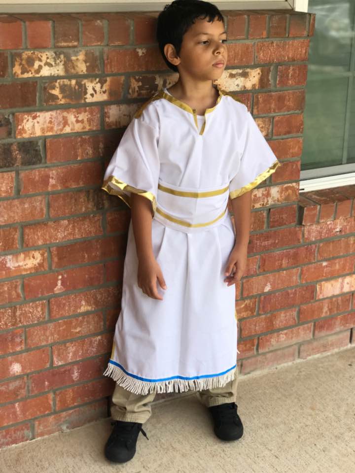 Zemira Israel made her son a white and gold garment