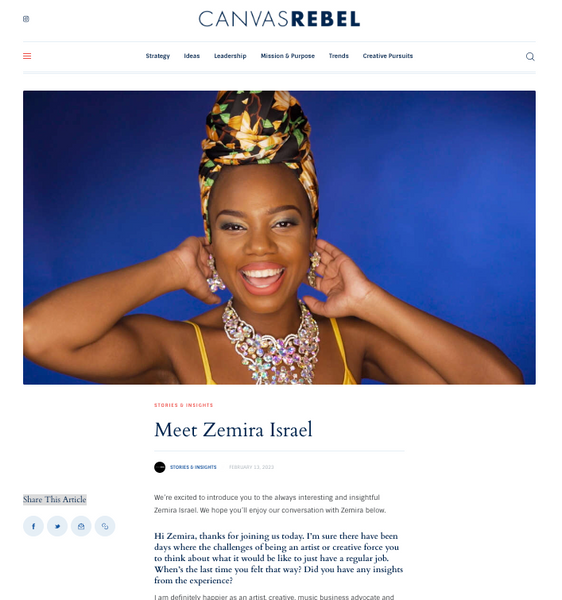 Canvas Rebel Magazine and Zemira Israel