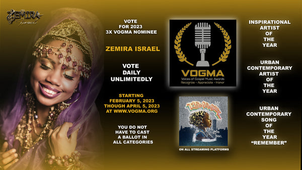 Zemira Israel is a 3x nominee for the Voices of Gospel Music Awards