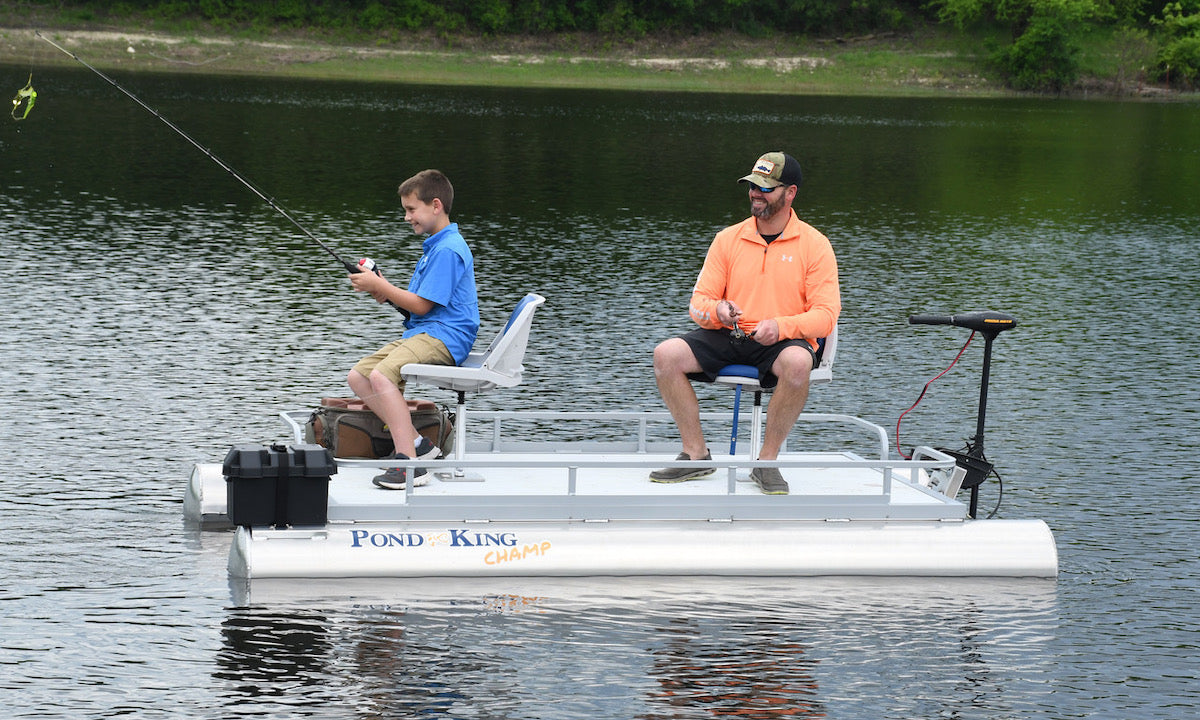 two-man pontoon fishing boat pond king champ — pond king