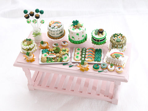 St Patrick's Day miniature cakes, pastries, cookies by Paris Miniatures