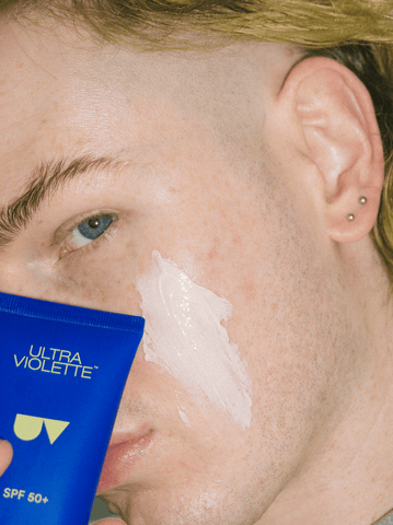 Image of the side of Iain's face with a swatch of Supreme Screen across his cheek