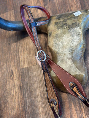 Tooled Headstall - One Ear - Cross H Tack & Decor
