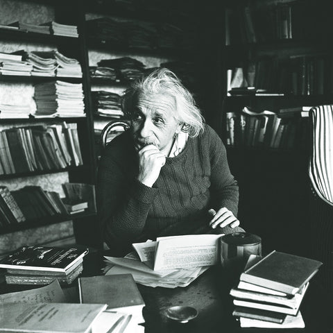 Albert Einstein (1879-1955) at home in Princeton, N.J