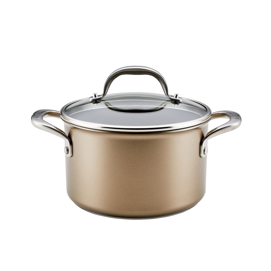 Anolon Allure Hard Anodized Nonstick Saute Fry Pan with Lid, 3 Quart