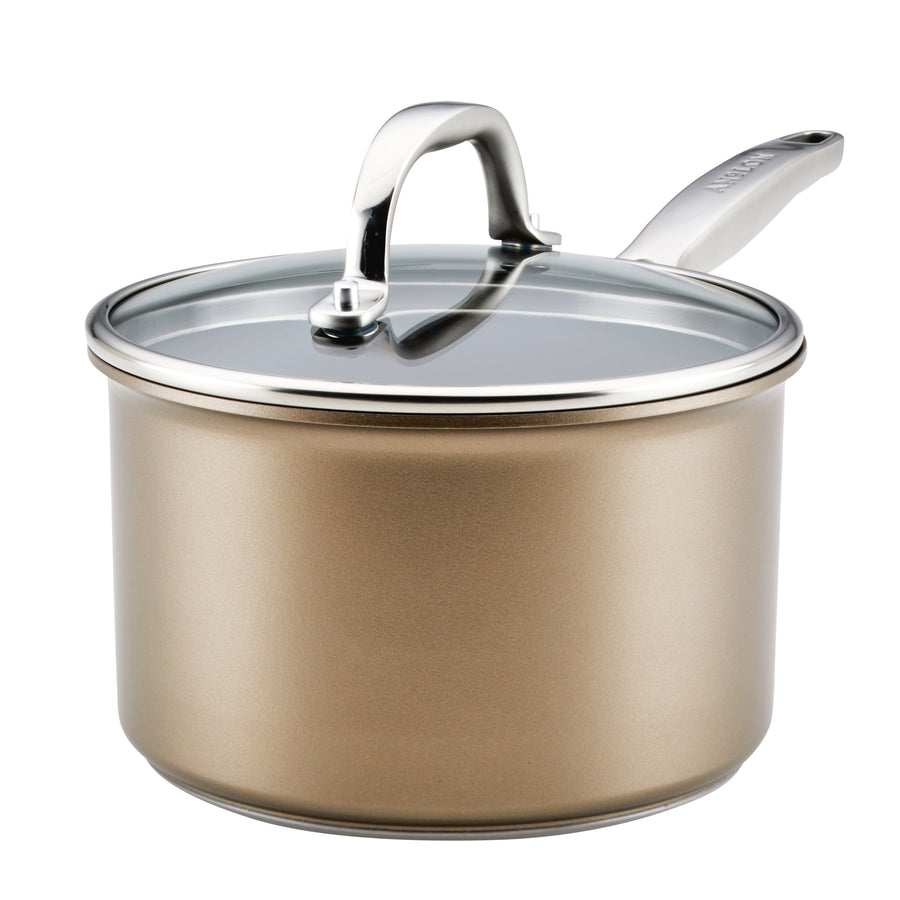 Stone & Beam Sauce Pan with Lid, 2-Quart, Hard-Anodized Non-Stick Aluminum