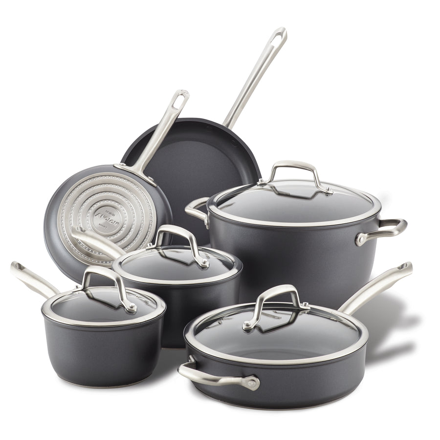 KitchenAid Hard Anodized Nonstick Cookware Pots and Pans Set, 10-Piece,  Onyx Black