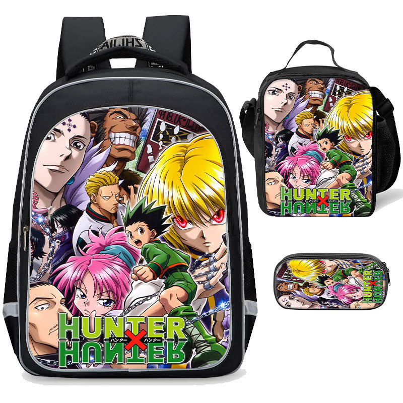 Hunter x Hunter Backpack Sets 17inch Large Bookbag lunch bag Pencil Ca ...