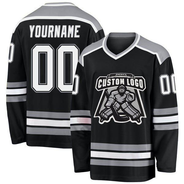 Custom Cream Blue-Black Hockey Jersey Discount