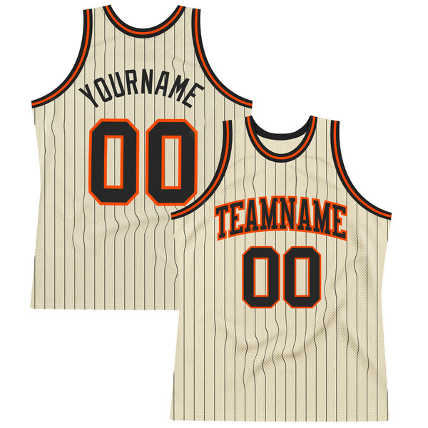 Custom Cream Royal Pinstripe Orange Authentic Basketball Jersey in 2023