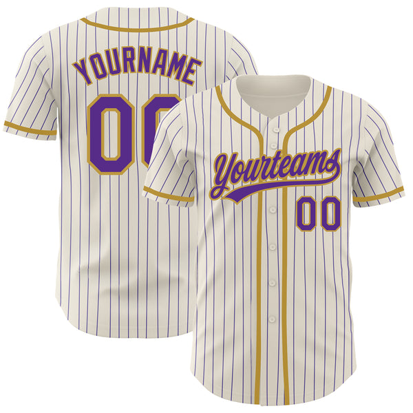 Cheap Custom Gold Black Pinstripe Purple-White Authentic