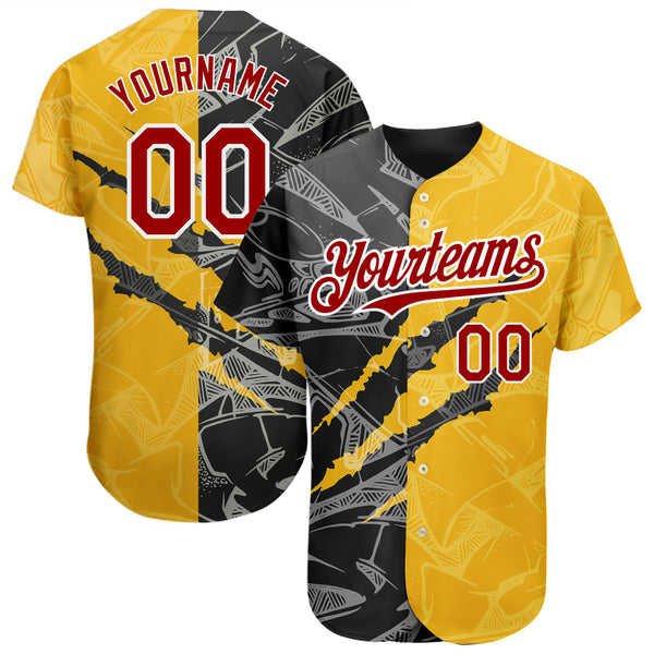 Custom Red Black-Gold Authentic Baseball Jersey Discount