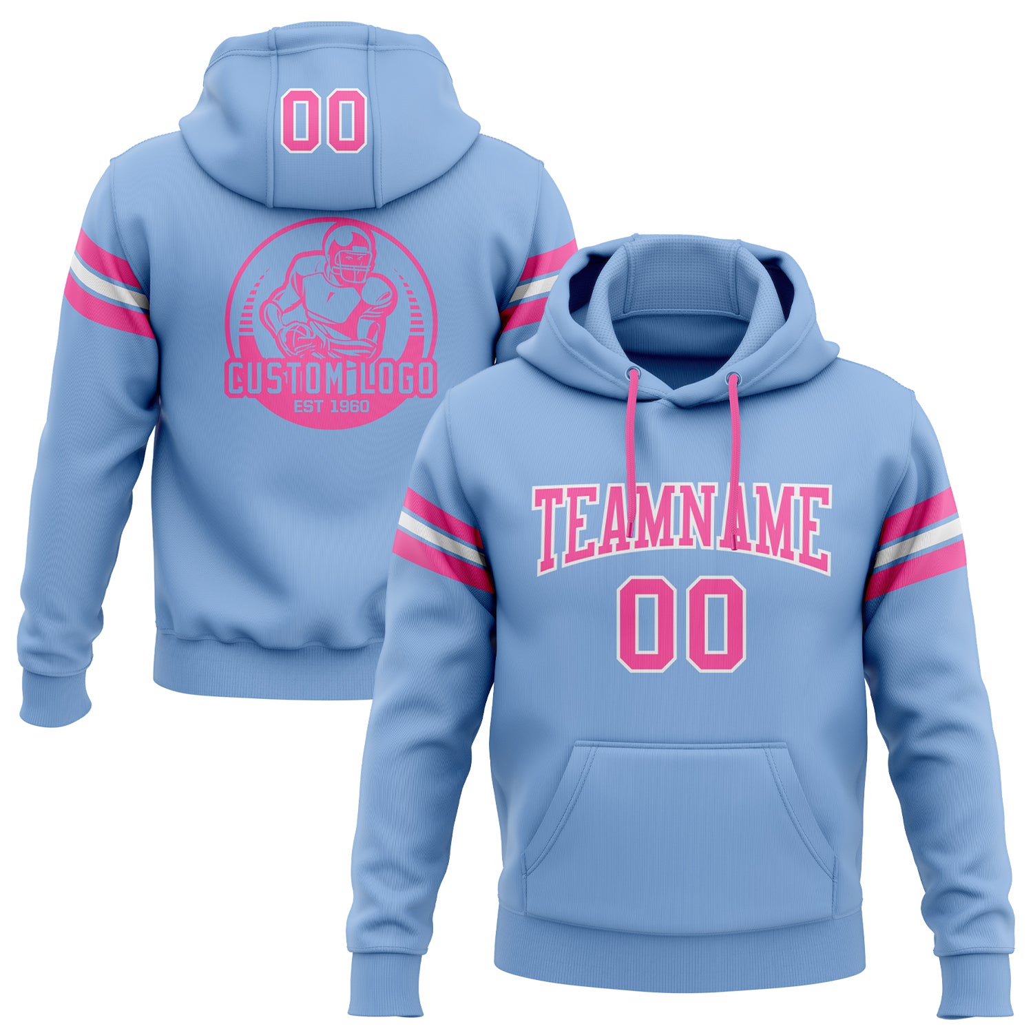 Cheap Custom Stitched Olive Pink-White Football Pullover