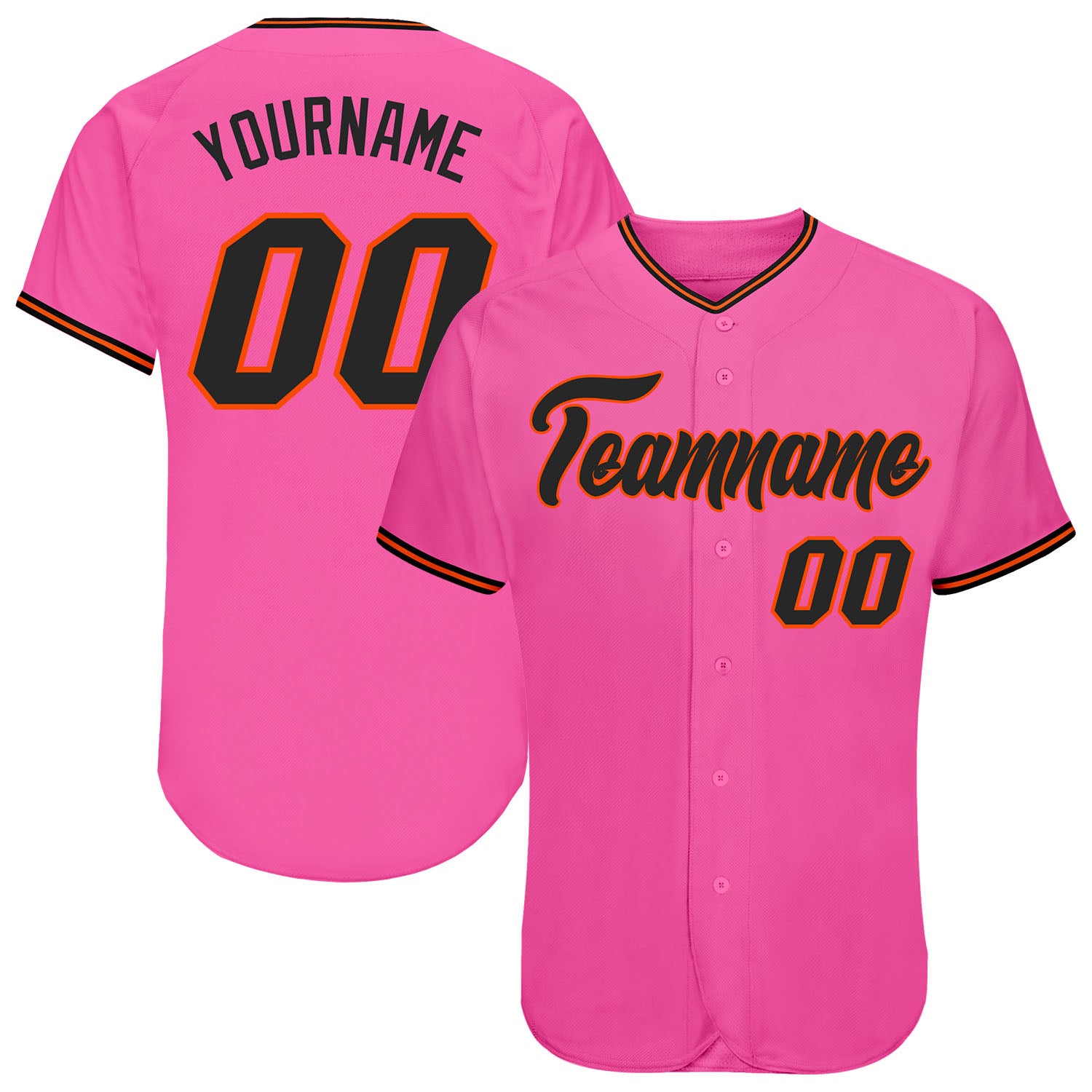 Custom Pink Black-Orange Authentic Baseball Jersey Sale Online ...