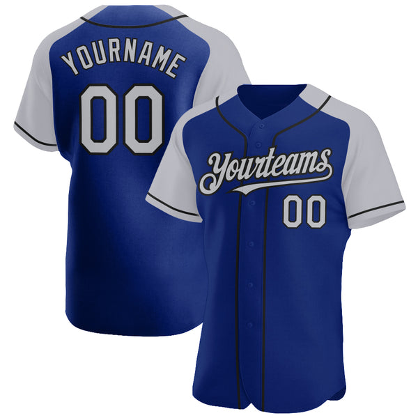 Custom Royal Gray-Black Authentic Raglan Sleeves Baseball Jersey