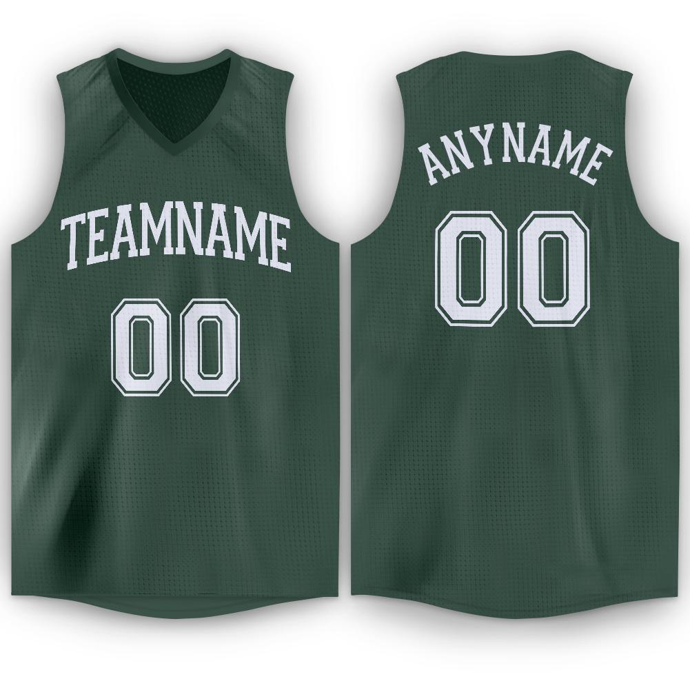 Custom Basketball Jerseys Forest Green & White Home and Away 