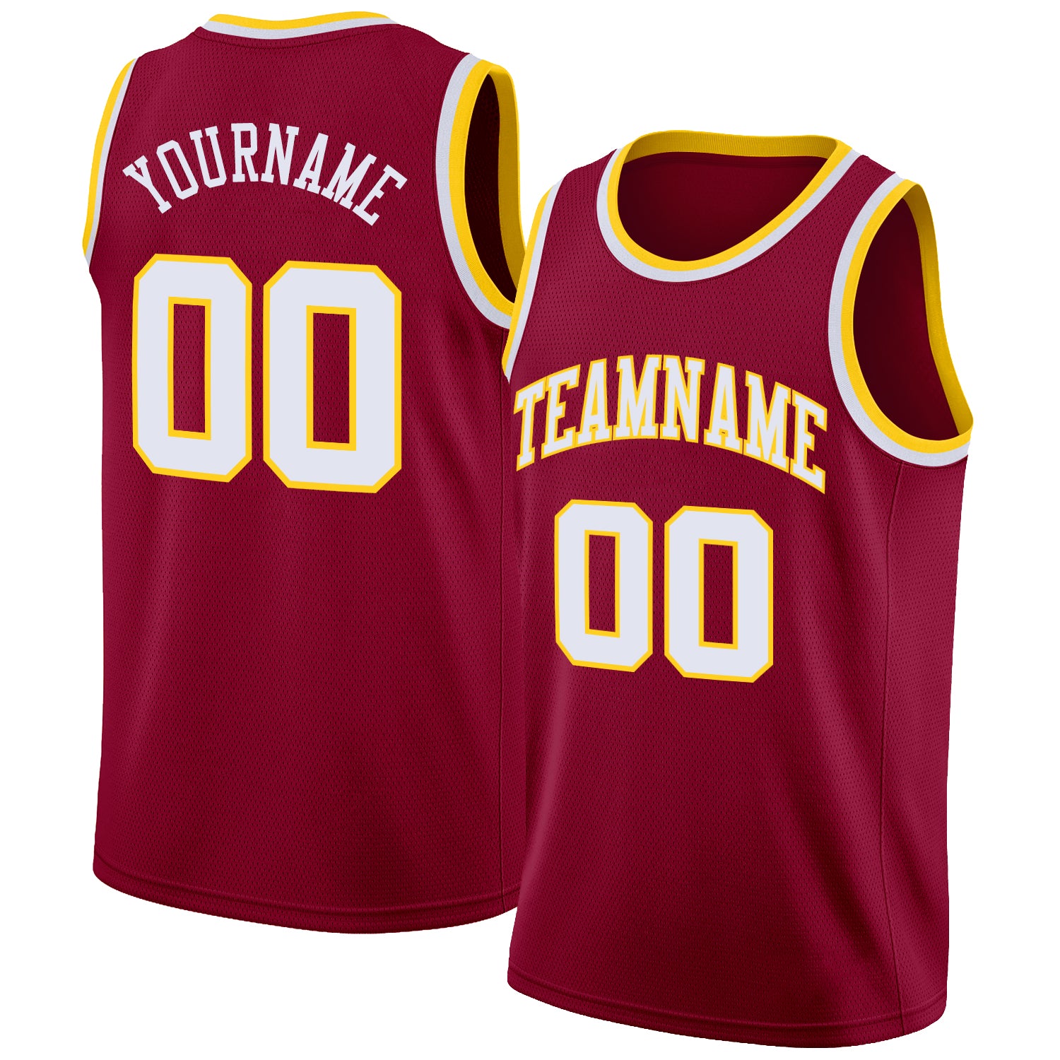 Make Your Own Custom Maroon White Gold Rib-Knit Basketball Jersey Sale ...