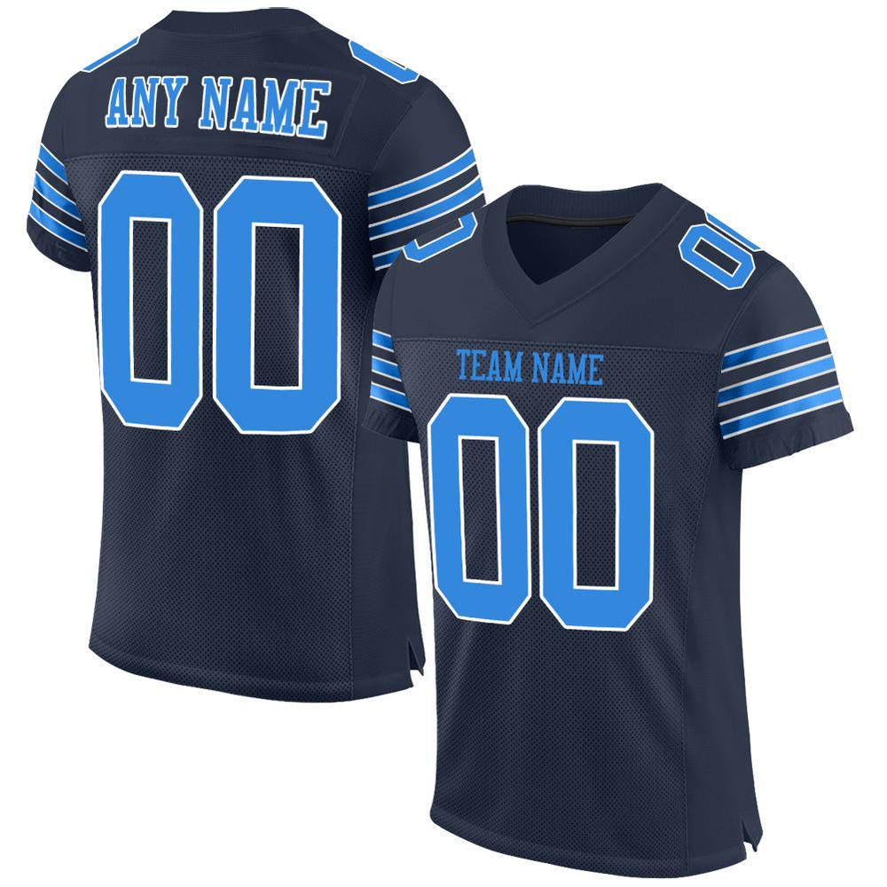 blue white football jersey