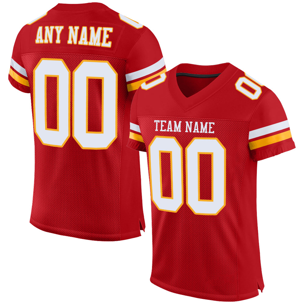 white red and gold jersey