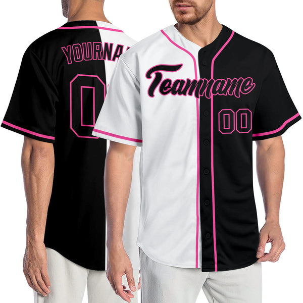 Custom Black Neon Green Pink Split Fashion Baseball Jerseys For