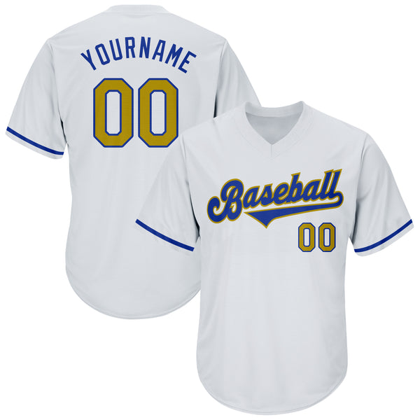 Custom Royal Old Gold-White Authentic Baseball Jersey Discount