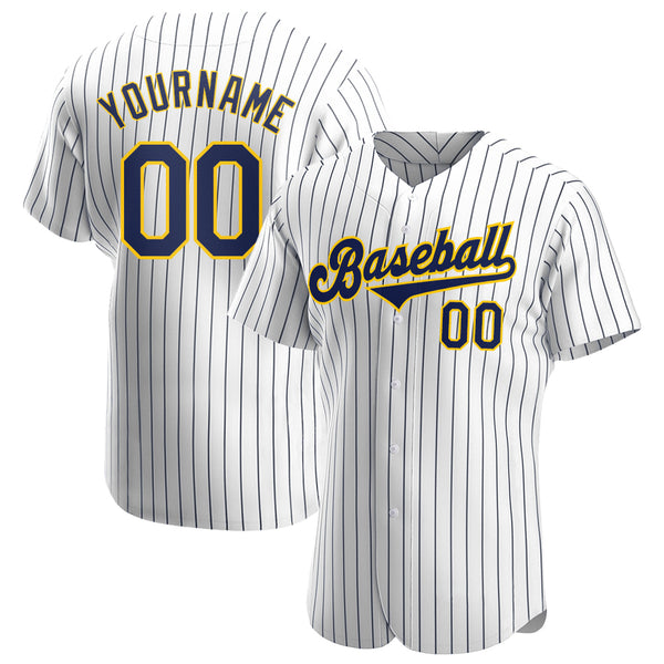 Custom Black Gold Pinstripe Black-Gold Authentic Baseball Jersey Discount