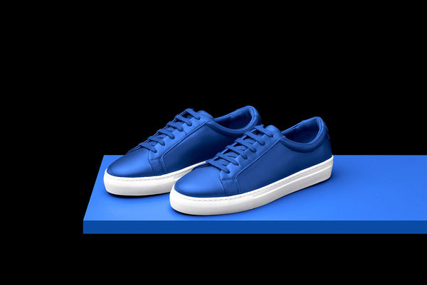 Mens Blue Leather Sneakers – Bold Society