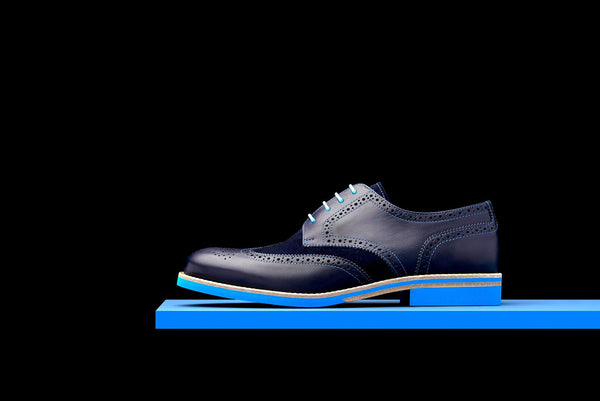 blue leather shoes