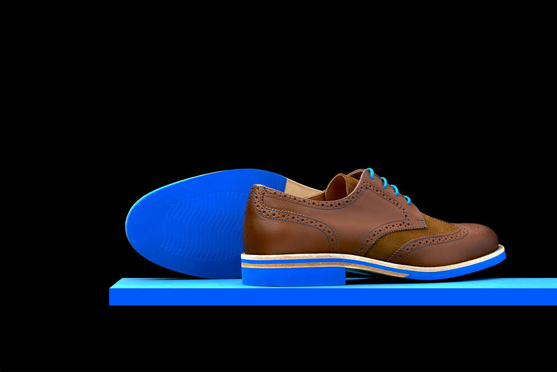 Mens Brown & Blue Leather Wingtip Dress Shoes – Bold Society