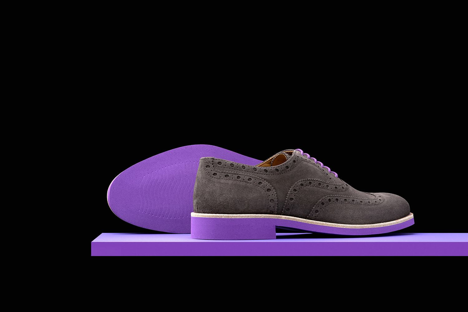 Mens Grey & Purple Suede Wingtip Dress Shoes – Bold Society