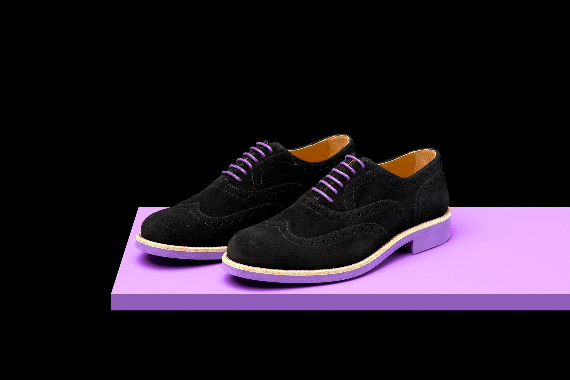 Mens Black & Purple Suede Wingtip Dress Shoes – Bold Society
