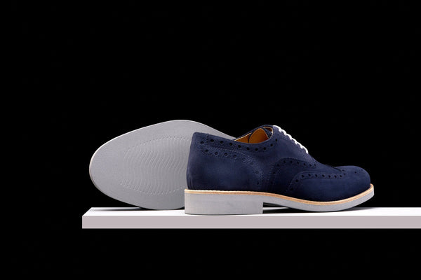 Mens Blue & Grey Suede Wingtip Dress Shoes – Bold Society
