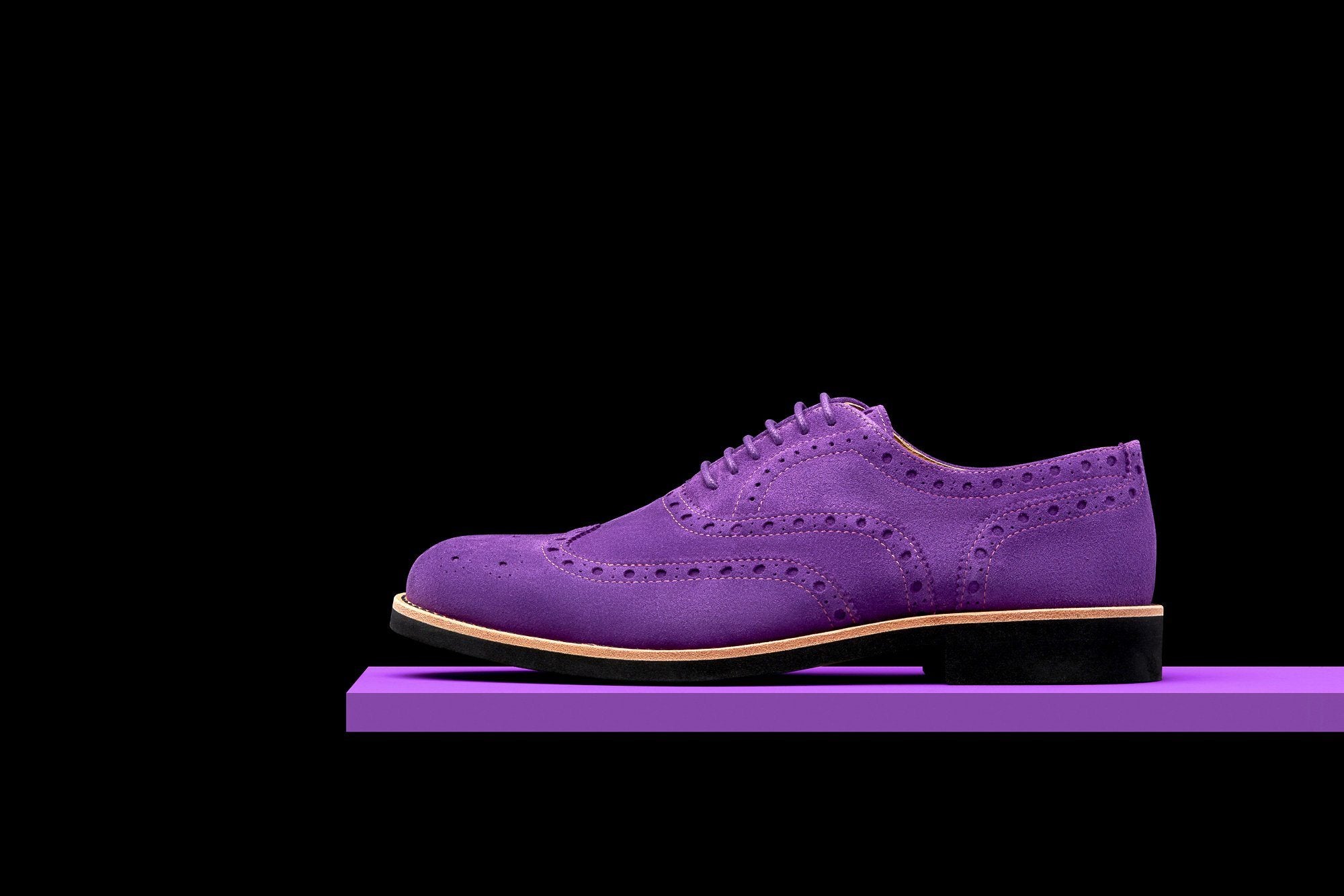 Mens Purple & Black Suede Wingtip Dress Shoes 333 – Bold Society