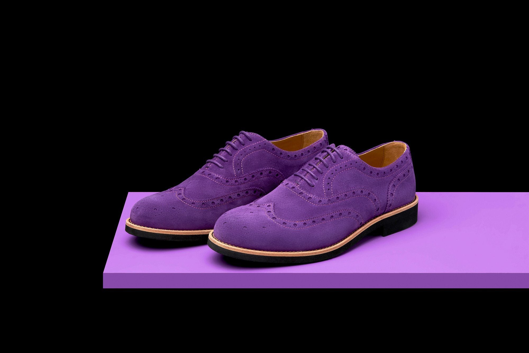 Mens Purple & Black Suede Wingtip Dress Shoes 333 – Bold Society