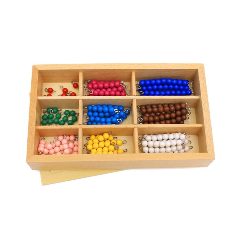 wooden box toy with beads