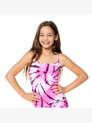 Girl's (7-10) Swirl Tie Dye Full Length Cami - Malibu Sugar