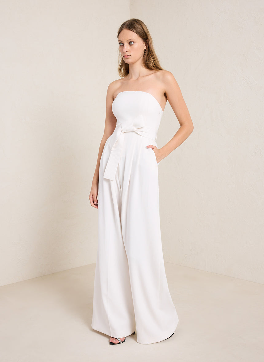 Edith White Strapless Jumpsuit
