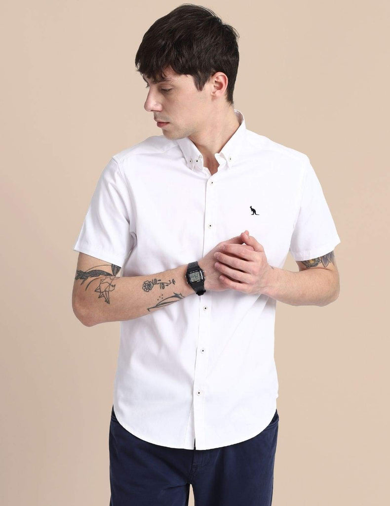 Cotton Seed White Half Shirt Tuck N Stitch