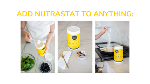 Add NutraStat barley beta-glucan fibre powder to anything, add nutrastat to yogurt, add nutrastat to food, cook with nutrastat, add nutrastat to smoothies for extra fibre