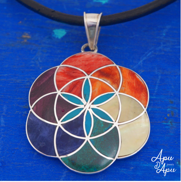 Buy Kundalini Necklace, Spiritual Jewelry, Sacred Geometry, Flower of Life  Jewelry, Abalone Necklace, Priestess Necklace, Chakra Online in India 