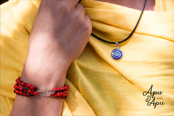 pachamama silver pendant - lapis lazuli necklace ...