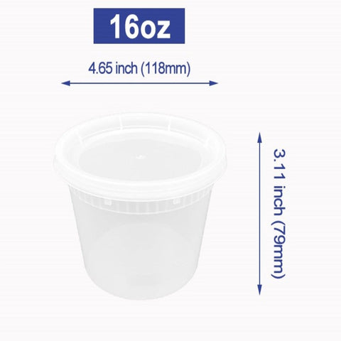 16oz Clear Plastic Deli Containers & Lids (240/Case)