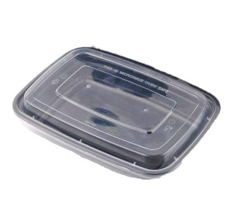 28 oz Black Microwavable Container with Clear Lid 150/cs