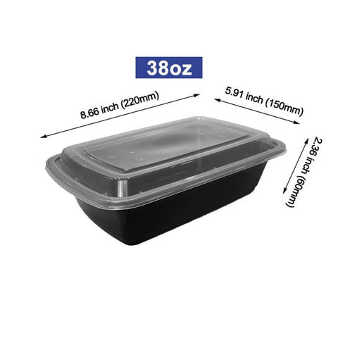 32 oz. Rectangular Black Container w/Lid Combo 150/CS