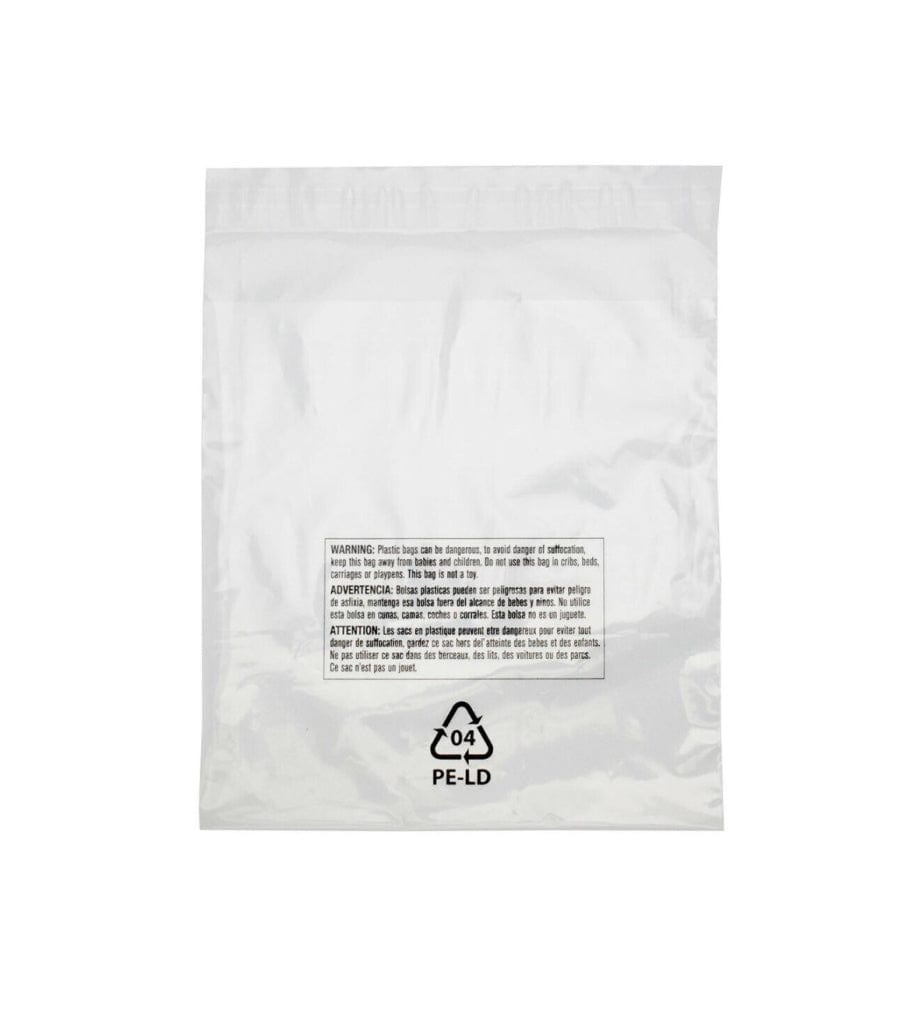 Poly bags Layflat Open end -Clear 10x15 1Mil with Suffocation warning 1000Pcs/Case