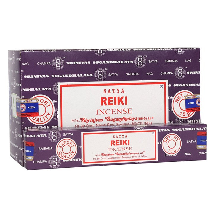 Satya Reiki incense sticks. Satya incense is made using the highest quality ingredients and each stick is handrolled in India using artisanal methods passed down from generation to generation.